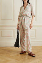 Thumbnail for your product : PARADISED + Net Sustain Apres Belted Printed Voile Jumpsuit - Light green