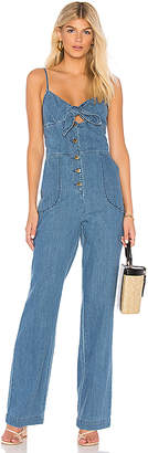 pilcro bibbed denim jumpsuit