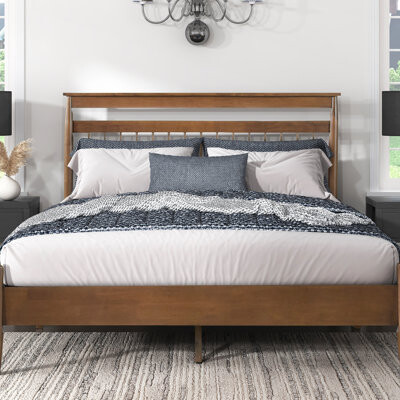 Red Barrel Studio Transitional Design Platform Bed Chestnut Finish Wood Frame Bedroom Furniture 1Pc Bed In A Box