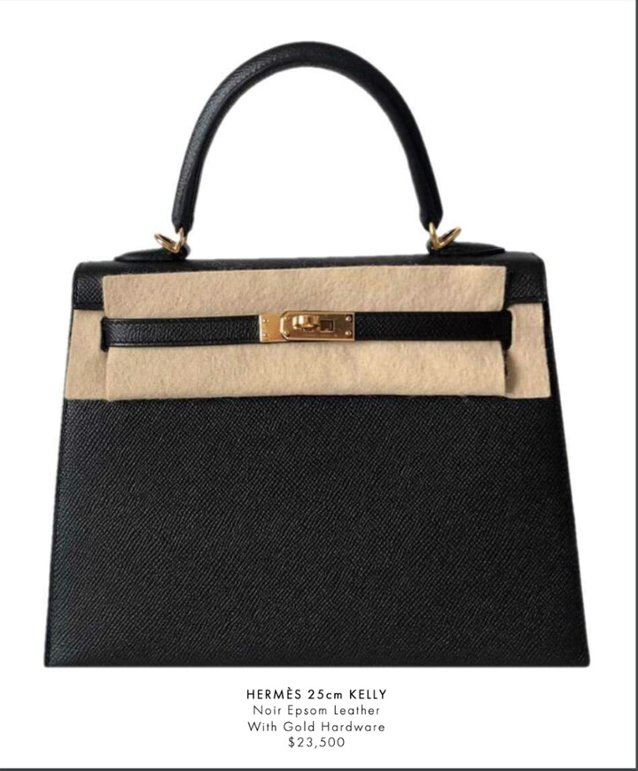 25cm Kelly Noir Epsom Leather Ghw