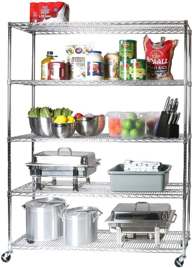 Seville Classics UltraDurable 5-Tier Commercial NSF Certified Wire Garage Storage Shelving in Zinc (60 in. W x 18 in. D x 75 in. H)