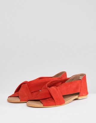 ASOS Design JANEL Wide Fit Suede Summer Shoes-Red
