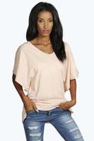 Thumbnail for your product : boohoo Evelyn V Neck Batwing Tee