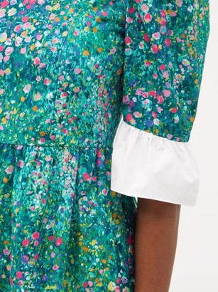 Batsheva Ruffled Floral-print Cotton Dress - Green Print