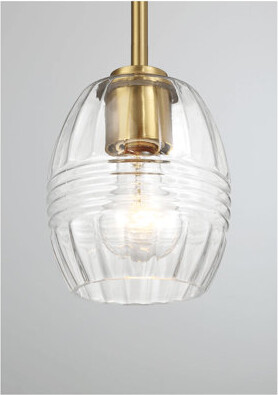 Vista Single Pendant Chain Hanging Light With Clear Glass - Satin Brass