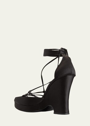 Tom Ford Satin Ankle Wrap Wedge Sandals