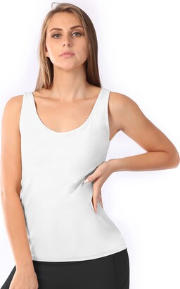 Womens Camisole with Built in Shelf Bra Spaghetti Strap Vest Padded Tank  Tops