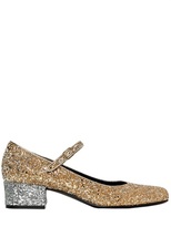 Thumbnail for your product : Saint Laurent 40mm Babies Mary Jane Glittered Pumps
