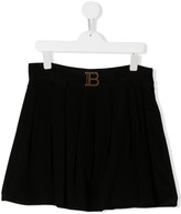 Thumbnail for your product : Balmain Kids TEEN logo-plaque flared mini skirt