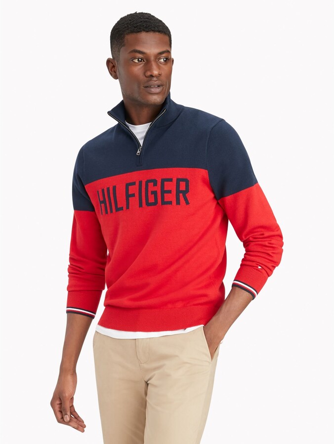 Tommy Hilfiger Essential Colorblock Quarter-Zip Sweater - ShopStyle