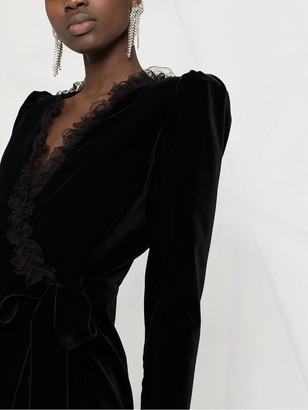 Saint Laurent Wrap Lace-Trim Dress
