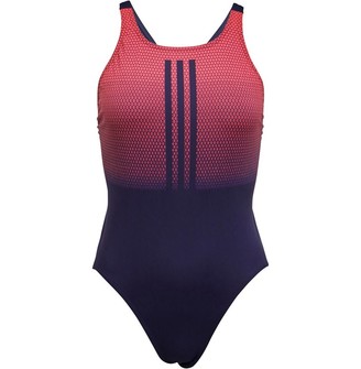 adidas Womens 3-Stripes Infinitex+ Graphic One Piece Swimsuit Legend Ink/Real Pink