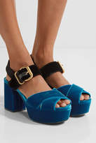 Thumbnail for your product : Prada Two-tone Velvet Platform Sandals