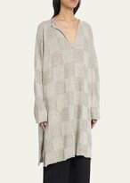 Thumbnail for your product : eskandar Square Slit-Neck Top (Very Long Length) with Slits