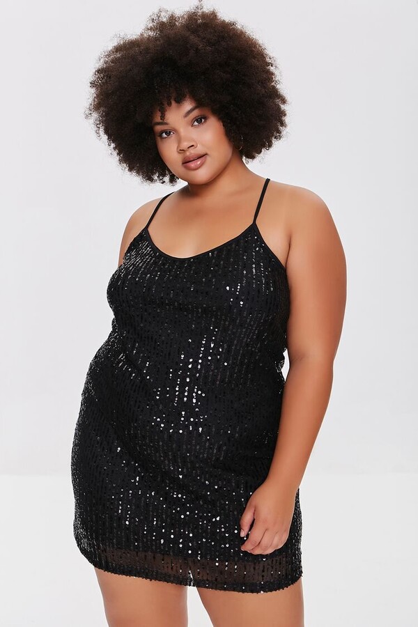black sequin shift dress plus size