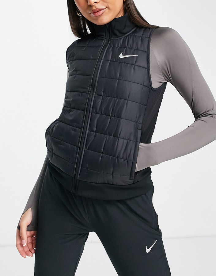 pistol Kontur røre ved Nike Running Therma-FIT Aerolayer synthetic-fill full-zip vest in black -  ShopStyle