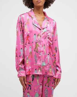 Karen Mabon Cropped Printed Satin Pajama Set