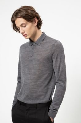 HUGO BOSS Slim-fit polo-neck sweater in a Merino wool blend