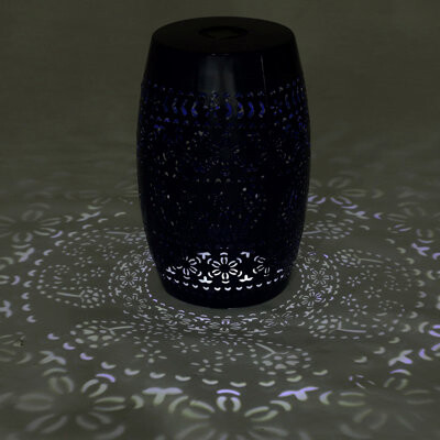 Dakota Fields Side Table With Built-In Solar BatteryStunning Flower Pattern At NightEco-Friendly And Energy Efficient Outdoor Furniture