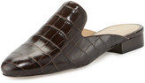 Thumbnail for your product : MICHAEL Michael Kors Natasha Crocodile-Embossed Slide Loafer, Dark Chocolate