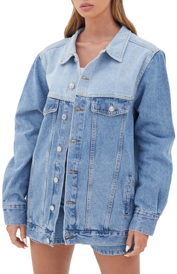 two color denim jacket