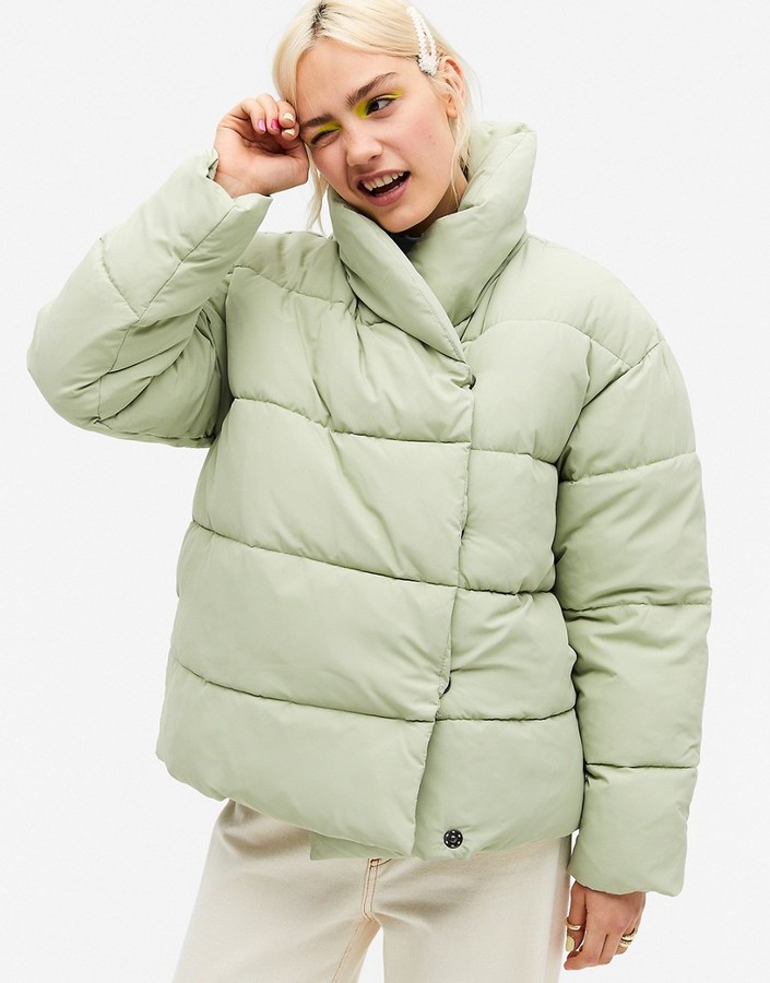 monki sue recycled short padded jacket in black