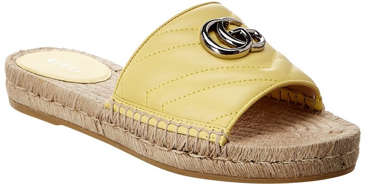 dark yellow gucci slides