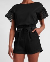 Thumbnail for your product : Express Ruffle Lace Sleeve Bateau Neck Tee