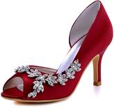 Thumbnail for your product : ElegantPark HP1542 Women Peep Toe Rhinestones Pumps High Heel Satin Wedding Bridal Dress Shoes US 5