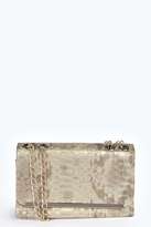 Thumbnail for your product : boohoo Eleanor Snake Effect Chain Strap Clutch Bag