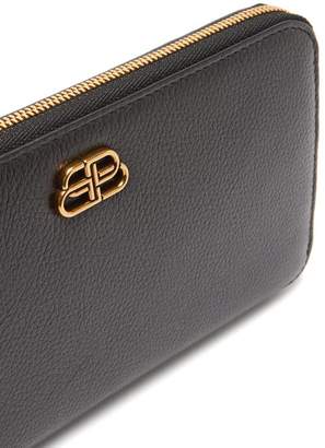 Balenciaga Bb Logo Grained-leather Continental Wallet - Womens - Black