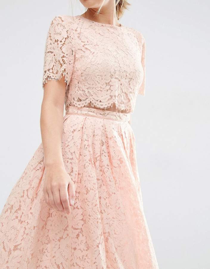 ASOS Lace Crop Top Midi Prom Dress ShopStyle
