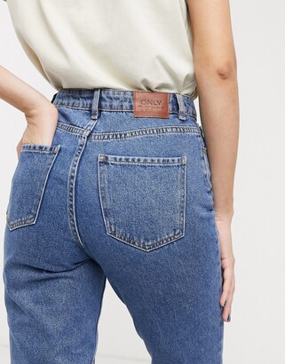 Only mom jean 90's wash in mid blue