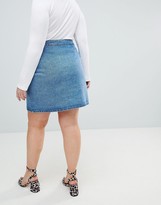 Thumbnail for your product : ASOS DESIGN Curve denim wrap skirt in stonewash blue