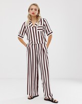 Thumbnail for your product : Monki wide leg pants in black and pink stripe