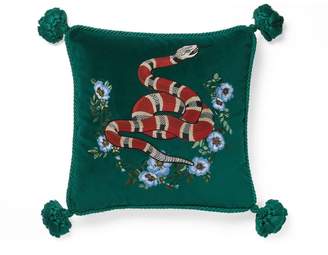 Gucci Velvet cushion with snake embroidery