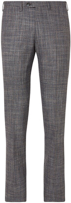 Kiton Slim-Fit Puppytooth Cashmere, Virgin Wool, Silk And Linen-Blend Suit Trousers
