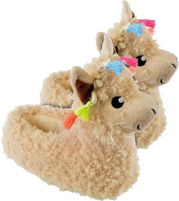Sock Snob Warm Soft Plush 3D Llama Head Slippers ShopStyle Girls' Shoes