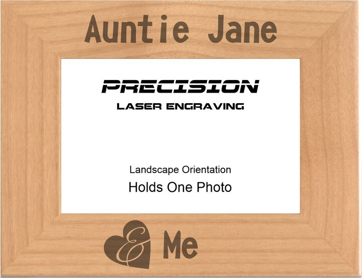 Personalized Gift Engraved Natural Wood Picture Frame Your Custom Text & Me Heart Or