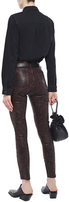 J Brand L8001 Leopard-print Stretch-leather Skinny Pants