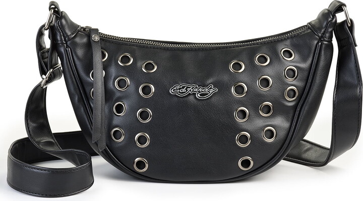 Ed Hardy Women’s Marci Crescent Hobo Crossbody Bag, Black