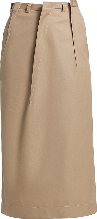 MM6 MAISON MARGIELA Women's Tuck Pleat Midi-Skirt - Sand - Size 0