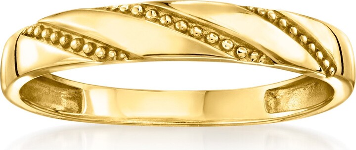 Ross-Simons Italian 10kt Yellow Gold Beaded Stripe Ring