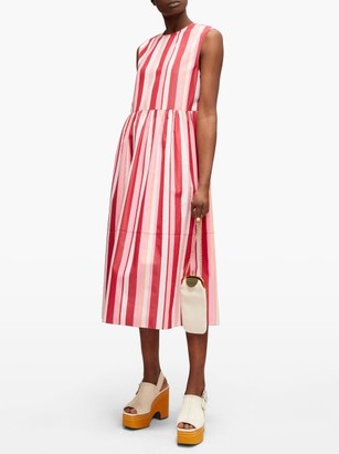 Marni Striped Cotton-poplin Midi Dress - Pink Multi