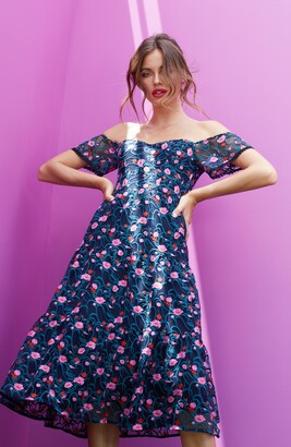 Dress the Population River Embroidered Floral Off the Shoulder Dress -  ShopStyle