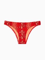 Thumbnail for your product : Topshop Shirred Snake Print Bikini Briefs - Red