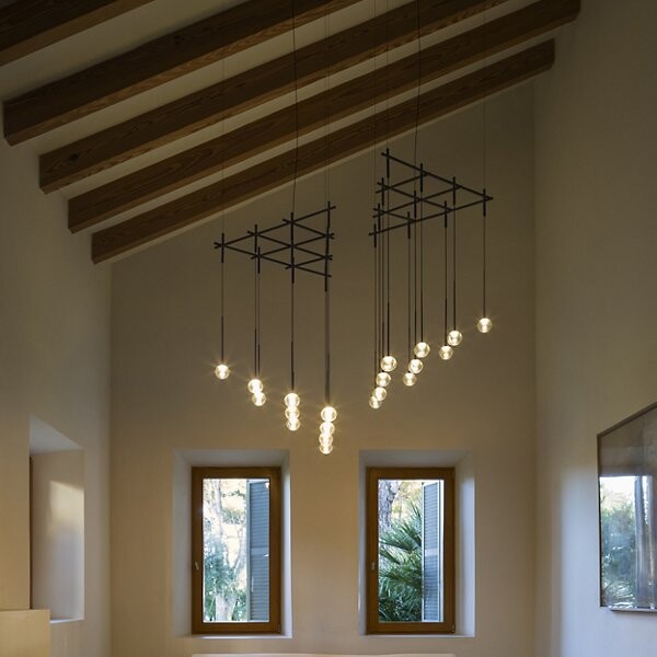 Vibia Algorithm 0825 Multi-Light LED Pendant Light in Matte, Size: 10 light