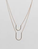 Thumbnail for your product : ASOS DESIGN Half Oval Pendant Multirow Necklace