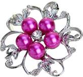 Thumbnail for your product : Bai You Mei Womens Gorgeous Flower Teardrop Rhinestone Pearl Pendant Brooch Pin As a Gift