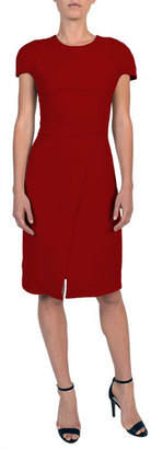 Eleventy Cap-Sleeve Cady Dress w/ Faux-Wrap Skirt
